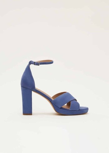 Phase Eight Blue Suede Platform Heels Blue USA | 1284056-SV